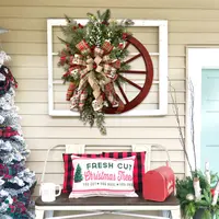 Luva de madeira para decoração de natal, 45*45cm, pendurada em roda de roleta, wreath, natal
