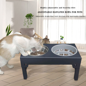 Có thể điều chỉnh Non-Slip thép không gỉ con chó Bát bảng thân thiện với môi cách nhiệt cao thức ăn vật nuôi bát nước Đôi Lớn lên con chó bát - Product Image 3