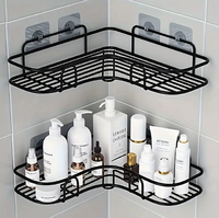 Étagère d'angle murale sans perçage pour salle de bain, panier de rangement métallique pour douche, sans perçage, pour salle de bain et cuisine