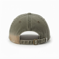 Casquette de baseball délavée bicolore olive kaki, 6 panneaux, visière incurvée, non structurée, style Dad Cap, avec patch appliqué