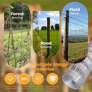 Durable for Galvanized Iron Wire Farm Fence <b>Mesh</b> Roll with Square Holes 14GA Weaving for Cattle Sheep Goat Livestock - Product Image 5