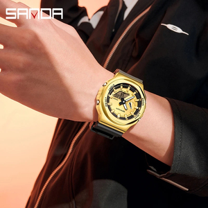 Montres numériques LED de luxe pour hommes SANDA 3167, montre-bracelet sport à quartz étanche 50M, montre décontractée pour hommes - Product Image 2