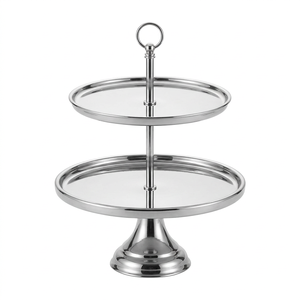 Hot Selling Stainless Steel Silver Plated Finishing <b>Cake</b> Stand With Two Tier Handcrafted Designer <b>Cup</b> <b>Cake</b> Stand For Restaurants - Product Image 1