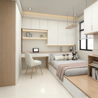 Armoire Tatami sur mesure pour petite chambre, ensemble de chambre à coucher, lit en bois massif pleine taille, armoire de rangement moderne pour hôtel et villa à 3 tiroirs
