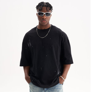 EHWUY 精选供应商 高品质复古水洗T恤制造商 中国广州定制男士服装T恤 - Product Image 3