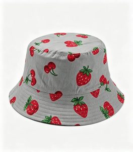 Chapeau Bob Imprimé Fraise Cerise pour Femme – Casquette de Pêcheur Estivale Anti-UV à Motif Fruité - Product Image 3