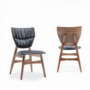 Chaise de salle à manger moderne en bois massif rembourrée avec dossier plissé, non pliable, pour usage extérieur dans les hôtels, appartements, cuisines - Product Image 1