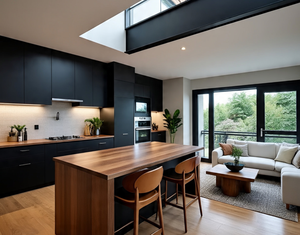 काले मैट लेसर शैली मिश्रण प्रकाश वेनर फिनिश रसोई कैबिनेट अद्वितीय द्वीप के साथ - Product Image 5