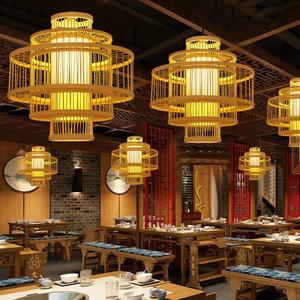 Pastoral Vintage Balcony Restaurant Hanging Lights Wicker Lamp Round Woven Bamboo <b>Rattan</b> <b>Pendant</b> Light - Product Image 1