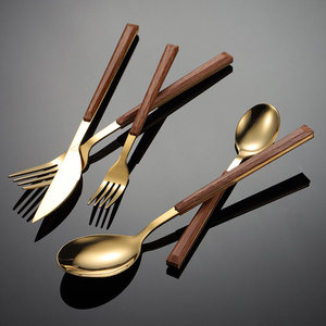 Trung Quốc thép không gỉ dao kéo nhà bếp dao muỗng nĩa gỗ xử lý thiết lập dao kéo 1049001 - Product Image 6