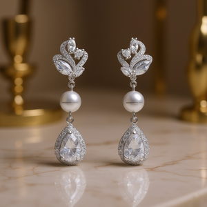 E3072 Colgante de Diamantes en Oro Blanco, Elegante Diseño de Perla Colgante, Joyería Fina - Product Image 2