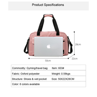Sac de sport multifonctionnel léger pour yoga et fitness, sac de rangement pour accouchement avec séparation sec/humide, sac de voyage simple