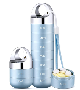 Customizable 7-Day Compact Aluminum Alloy Travel Pill <strong>Box</strong> Portable <strong>Waterproof</strong> Home <strong>Storage</strong> &amp; Organization Medicine <strong>Box</strong> - Product Image 1