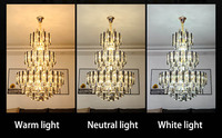Lustres en métal et cristal LED réglables en hauteur et à intensité variable, blanc/or, pour hôtels, églises, grands espaces