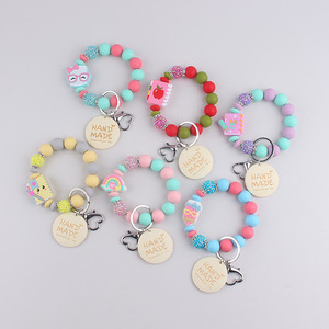 Regalo para el Día de la Madre: Pulsera de silicona <span class=keywords><strong>con</strong></span> cuentas de leopardo verde esmeralda y Jesús, hecha a mano, tipo llavero o brazalete. - Product Image 3