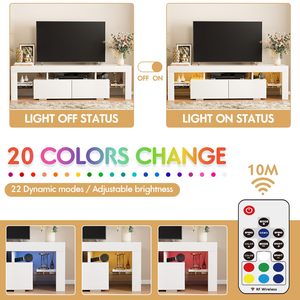 ขาตั้งทีวีพร้อมไฟ LED ศูนย์รวมความบันเทิงทันสมัยพร้อมชั้นวางแบบเปิดและโต๊ะคอนโซลสำหรับจัดเก็บ - Product Image 1