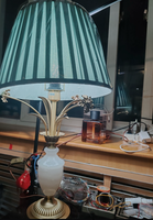 Lampe de table en laiton massif, style rétro américain, lampe de chevet de luxe, abat-jour en tissu écologique, alimentation secteur