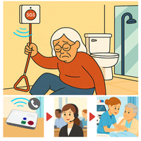 Botón de Emergencia de Largo Alcance Resistente al Agua, Control Remoto para Personas Mayores que Viven Solas, Dispositivo SOS de Larga Duración, Alerta de Caídas Inalámbrica