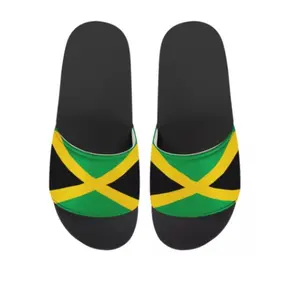 صنادل مريحة مخصصة للنساء, صنادل مريحة بطباعة على علم جامايكا والأفريقية ، صنادل مريحة يمكن استخدامها في الأماكن المغلقة