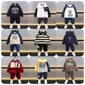 Grosir set hoodie anak-anak laki-laki perempuan Sweatshirt bulu domba 2 potong Sweatsuit anak perempuan Tracksuit Jogger Set