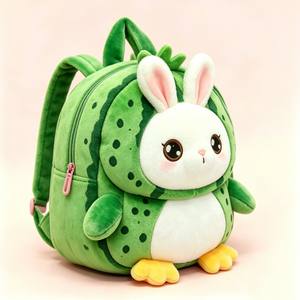 Custom Watermelon bunny plush <b>backpack</b>, Bunny plush <b>backpack</b> for toddlers, Fruit animal kids plush <b>backpack</b> - Product Image 3