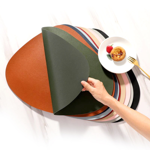<b>Waterproof</b> Eco-Friendly PU Leather Picnic Table <b>Mat</b> Non-Slip Soft Black Brown Placemat Heat Insulation Washable Home <b>Kitchen</b> - Product Image 2