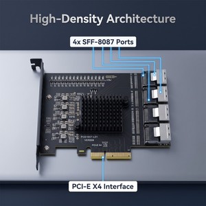 Scheda di Espansione TISHRIC PCI-E 4X a 4 Porte MSFF-8087 Convertibile in 16 Porte SATA3.0 con Velocità 6Gbps NISAS - Product Image 2