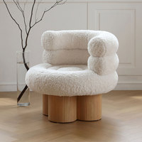 Chaise de loisirs design Sherpa en bois massif rétro moderne, canapé simple guimauve pour salon villa, application, fonction de refroidissement