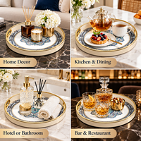Plateau décoratif rond en verre imprimé avec poignée pour servir aliments, fromages et fruits, idéal pour la table de Thanksgiving et la décoration de salon