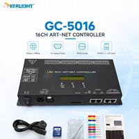 Controlador de Píxeles LED KTRLIGHT GC-5016 de 16 Canales ART-NET DMX512 con Tarjeta SD, Salida TTL FPGA y 16 Puertos