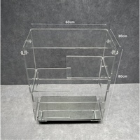 Chariot de bar en acrylique avec 4 roues verrouillables, chariot de service transparent avec porte-vin et porte-verres, chariot à boissons roulant pour hôtel et cuisine