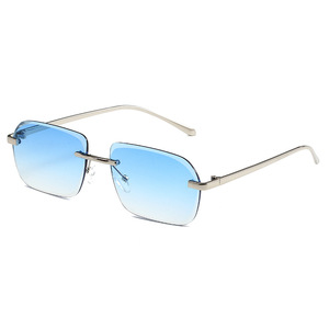 Gafas de Sol de Lujo para Hombre 2025, con Corte de Diamante, Lentes Degradadas Doradas con Protección UV400, Montura Metálica Cuadrada sin Marco, a la Moda - Product Image 1