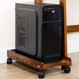 Soporte de torre de PC de madera, soporte de suelo de torre de ordenador de madera rodante, soporte de ordenador, paleta Caddy <span class=keywords><strong>con</strong></span> <span class=keywords><strong>ruedas</strong></span> para oficina en casa - Product Image 1