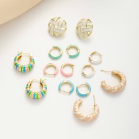 Boucles d'oreilles clous en émail tressé EDGE, dorées, rondes, géométriques, bijoux de mode pour femmes