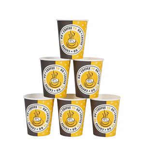 Vaso de Papel Kraft Desechable de Pared Simple de Fábrica, 90mm de Diámetro, con Tapa Blanca para Agua Mineral y Vino, Impresión Offset, ¡Bienvenido! - Product Image 2