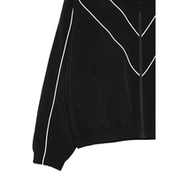 Veste de survêtement vintage en nylon noir pour homme avec empiècements contrastants blancs, fermeture éclair, col montant, coupe-vent, style streetwear, logo personnalisé OEM