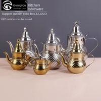 Cafetière arabe en acier inoxydable à motif pois, style marocain du Moyen-Orient, théière turque, huilier polyvalent, origine Chine