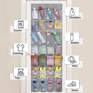 24-Pocket Hanging Wall Organizer Over-the-Door Fabric <b>Shoe</b> Storage Bag Sundries Set - Product Image 4
