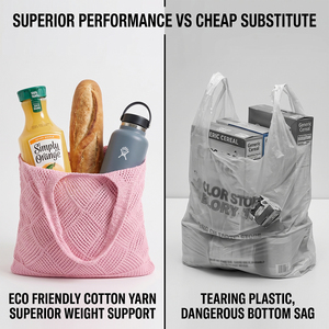 Sac fourre-tout tricoté personnalisé avec logo SHINY, sac à main au <span class=keywords><strong>crochet</strong></span> ajouré, sac classique à cordon, concept zéro déchet, sac de plage en filet pour l'été - Product Image 5