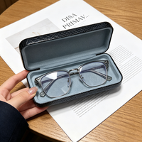 Étui à lunettes de luxe en cuir PU noir à motif personnalisé, étui rigide à clapet, boîte de protection pour lunettes, rangement pour lunettes