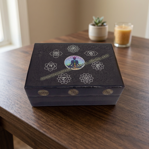Boîte à bijoux en bois de luxe multifonctionnelle à sept chakras, forme rectangulaire, pour femmes et filles, bijoux de Noël, vente en gros - Product Image 3