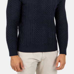 Áo len nam dệt kim cotton pha màu xanh hải quân mềm mại ấm áp mùa thu đông thiết kế mới 2024 - Product Image 5