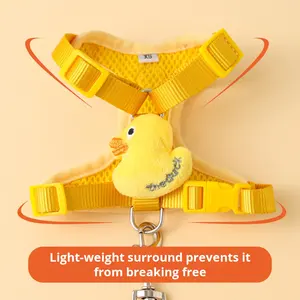 Set tali kekang dapat disesuaikan hewan peliharaan nilon, desain bebek lucu Per kalung anjing dan <span class=keywords><strong>Harness</strong></span> - Product Image 2
