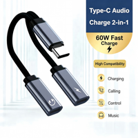 Adaptor Audio dan Charger 2-in-1 USB C ke 3.5mm dengan Pengisian Cepat PD dan Output DC untuk Laptop & LED, Dapat Dikustomisasi LOGO