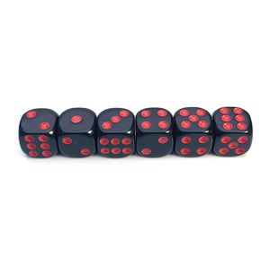 Dado Acrílico de 6 Caras de Fábrica, 16mm, Negro Sólido con Punto Rojo y Diseño de Esquinas Redondeadas para Póker y Juegos - Product Image 2