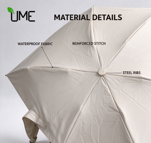 Parapluie de voyage compact pliable à 6 panneaux avec logo personnalisé, léger, portable, pour la pluie et le soleil, tissu beige, coupe-vent, mini parapluie - Product Image 5
