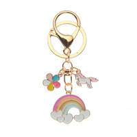 Nouveau alliage porte-clés mignon coloré fleur nuage arc-en-ciel métal clé pendentif créatif sac accessoires