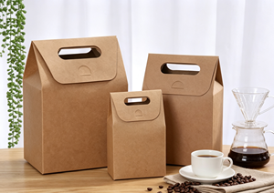 Multi-size Eco-Friendly Recyclable Flip Handle Kraft Stand-up Bags Made Thick Cardboard Integrated Die-cut Design Handle Cutout - Product Image 4