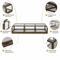 Vitrine de présentation de bijoux en acier inoxydable de luxe avec éclairage LED et vitrine en verre trempé personnalisable pour magasin de détail