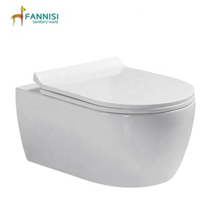 F-82193 ý tường treo nhà vệ sinh giấu bể nước không khung gốm trắng tròn treo tường nhà vệ sinh <span class=keywords><strong>WC</strong></span> - Product Image 6